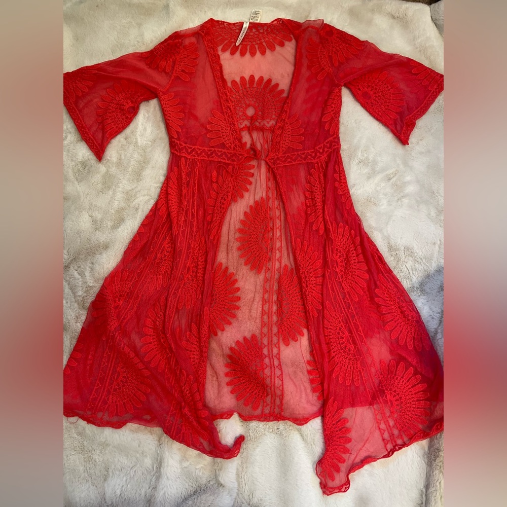 Mesh dark pink beach cover up